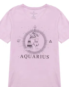 Aquarius Zodiac Graphic V-Neck T-Shirt | XS-2XL