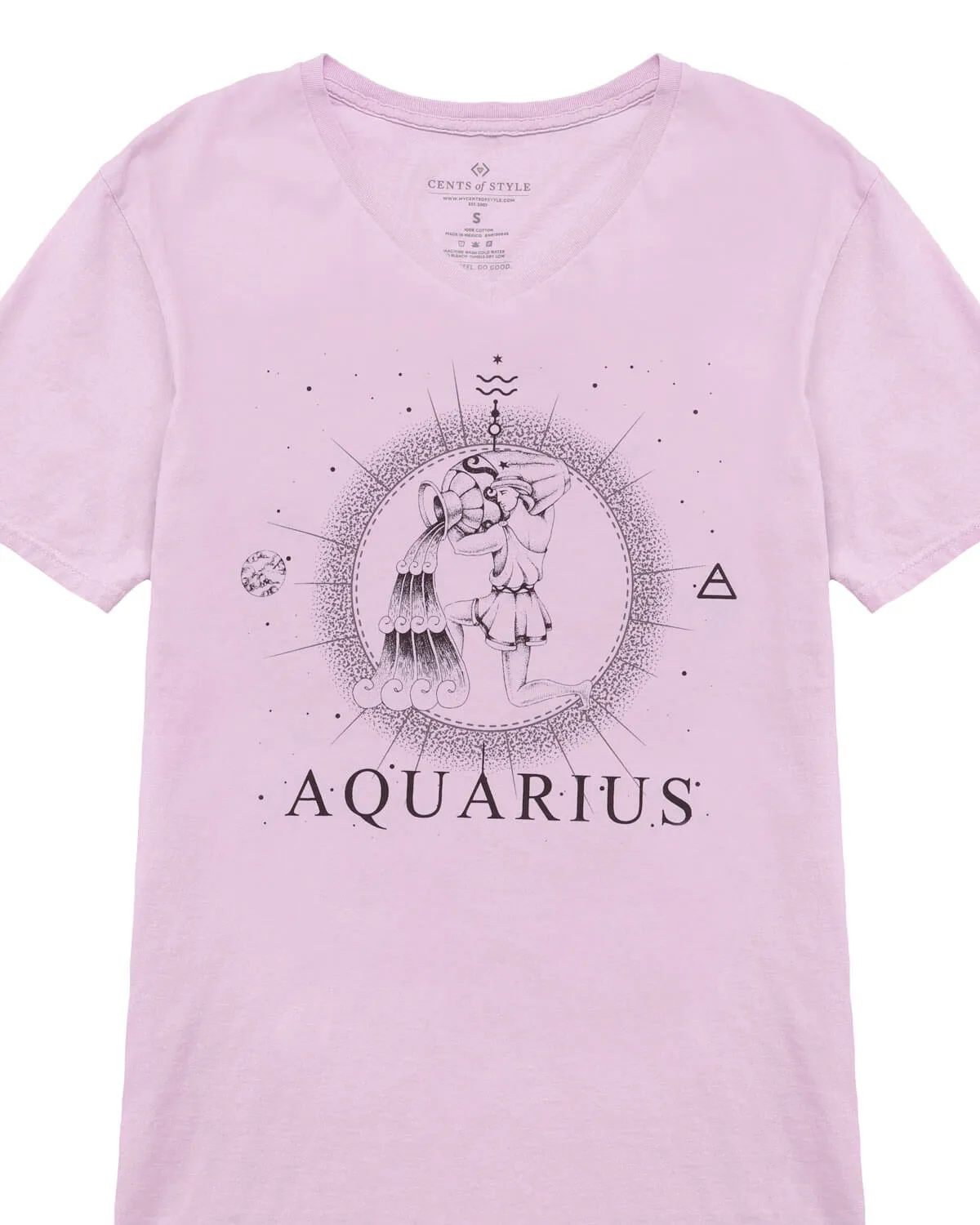 Aquarius Zodiac Graphic V-Neck T-Shirt | XS-2XL