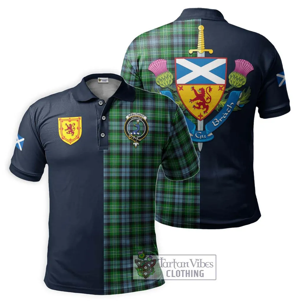 Arbuthnot Ancient Tartan Polo Shirt Alba with Scottish Lion Royal Arm Half Style