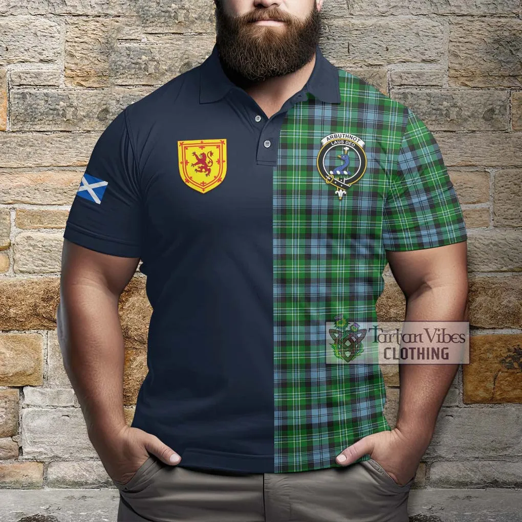 Arbuthnot Ancient Tartan Polo Shirt Alba with Scottish Lion Royal Arm Half Style