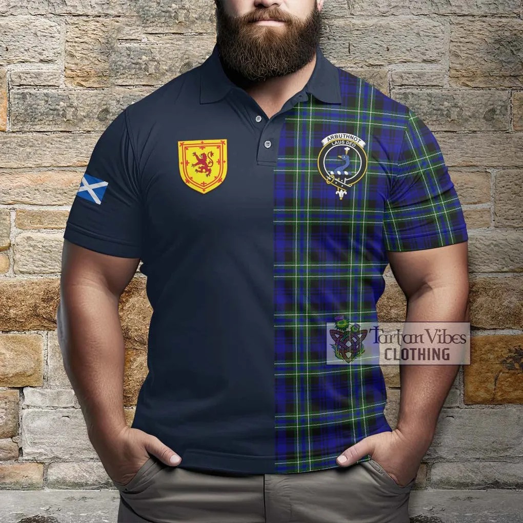 Arbuthnot Modern Tartan Polo Shirt Alba with Scottish Lion Royal Arm Half Style