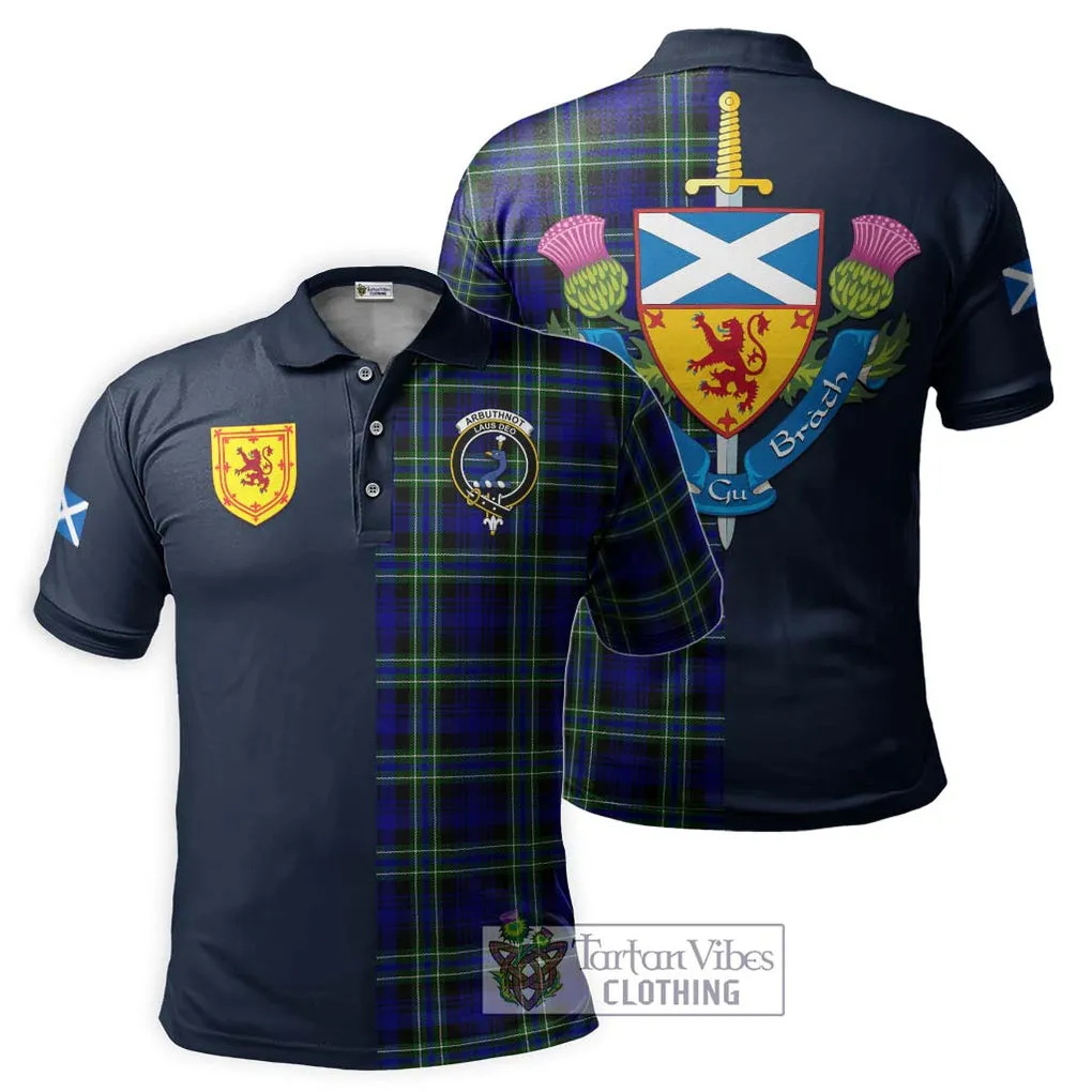 Arbuthnot Modern Tartan Polo Shirt Alba with Scottish Lion Royal Arm Half Style