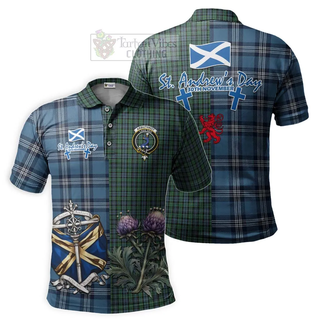 Arbuthnot Tartan Polo Shirt Happy St. Andrew's Day Half Tartan Style