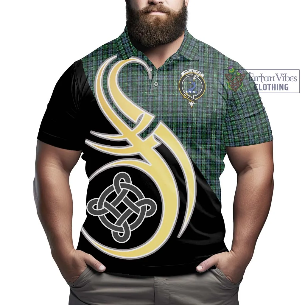 Arbuthnot Tartan Polo Shirt with Family Crest and Celtic Symbol Style