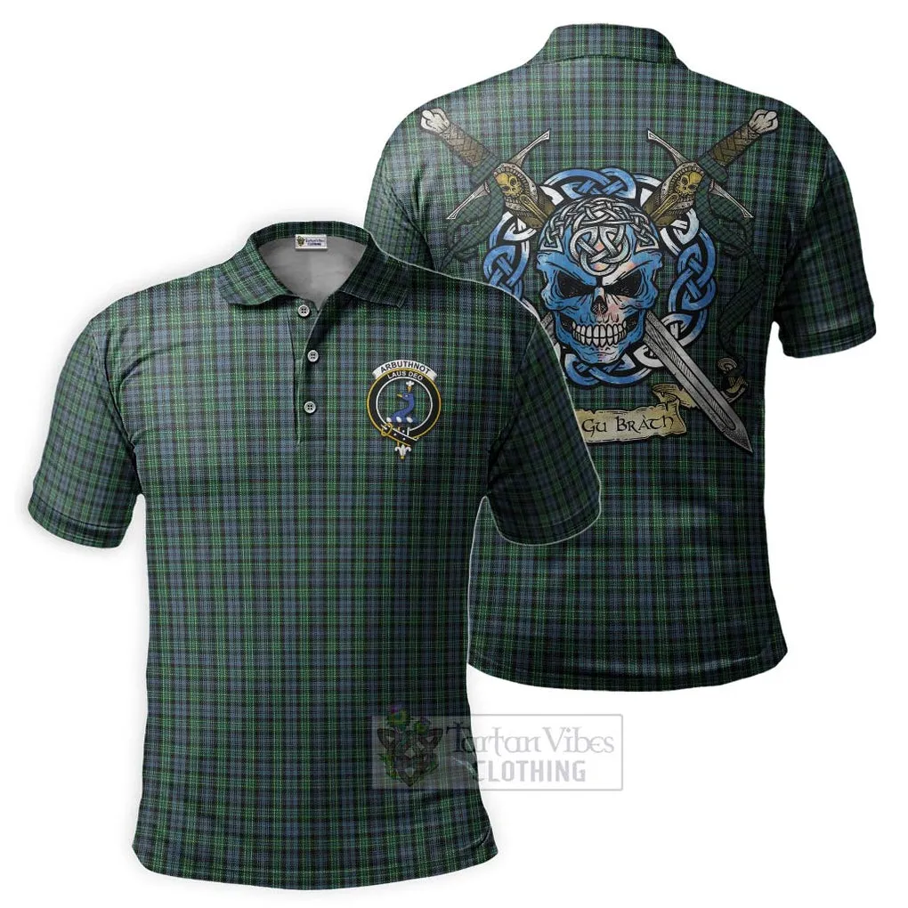 Arbuthnot Tartan Polo Shirt with Family Crest Celtic Skull Style