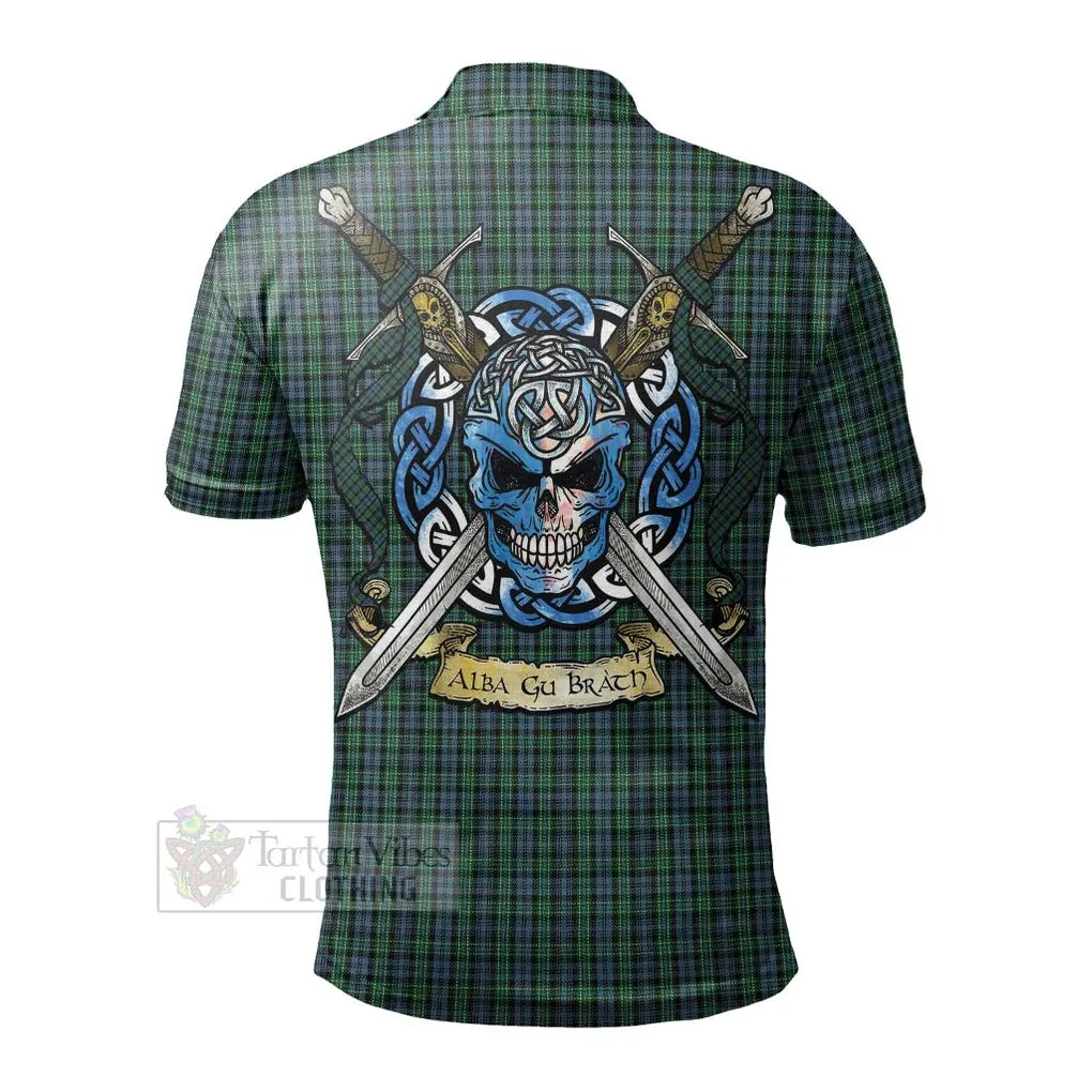 Arbuthnot Tartan Polo Shirt with Family Crest Celtic Skull Style