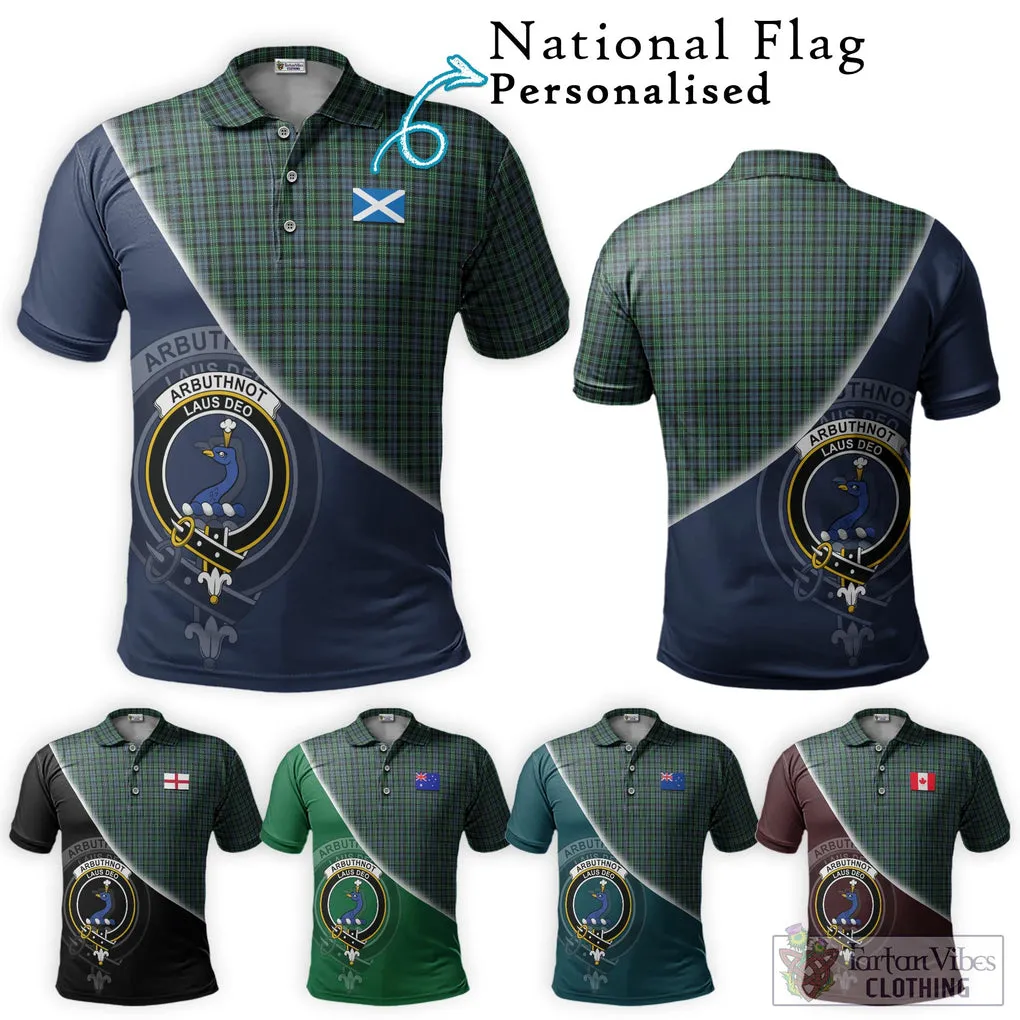 Arbuthnot Tartan Polo Shirt with Personalised National Flag and Family Crest Half Style