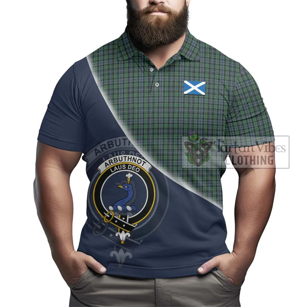 Arbuthnot Tartan Polo Shirt with Personalised National Flag and Family Crest Half Style