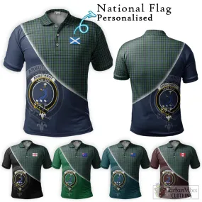 Arbuthnot Tartan Polo Shirt with Personalised National Flag and Family Crest Half Style