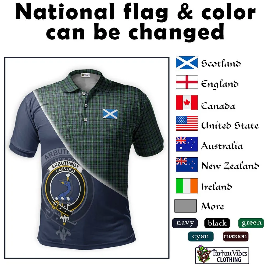 Arbuthnot Tartan Polo Shirt with Personalised National Flag and Family Crest Half Style