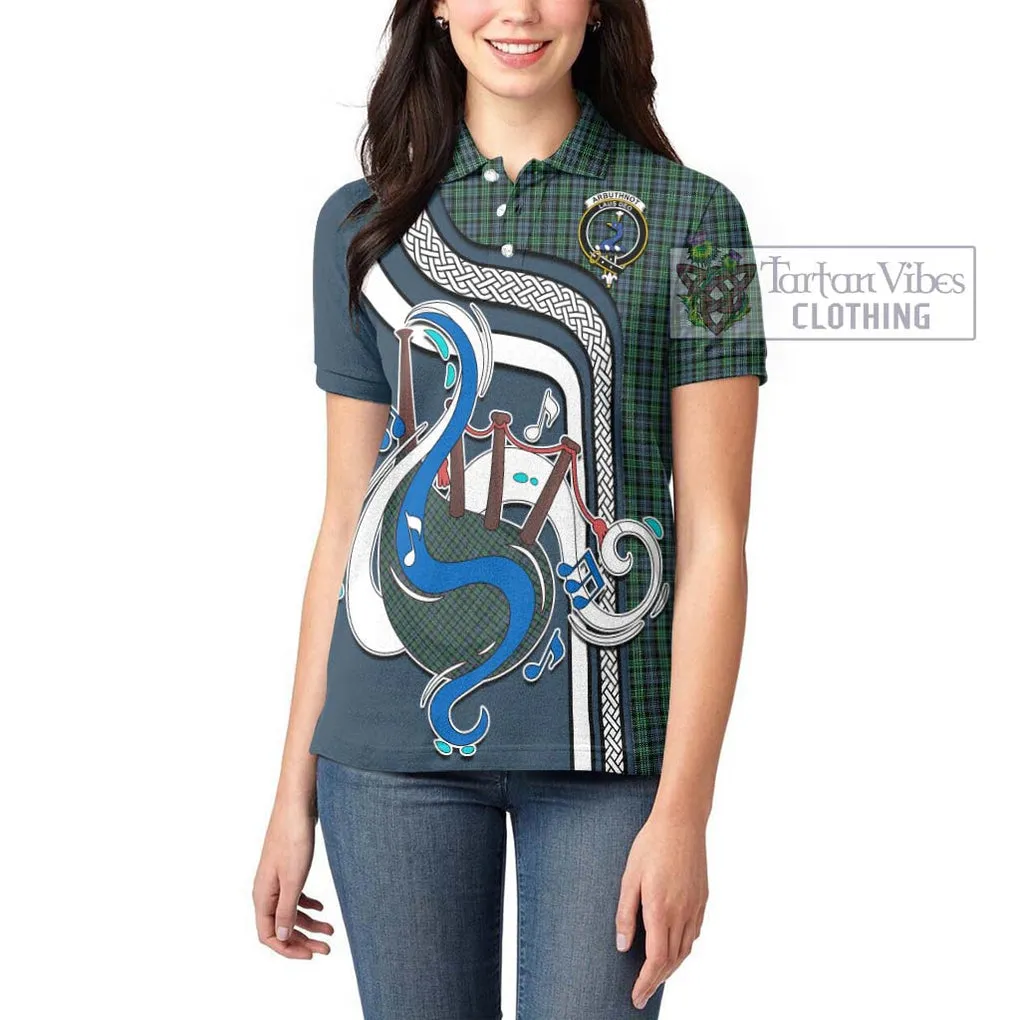 Arbuthnot Tartan Women's Polo Shirt with Epic Bagpipe Style