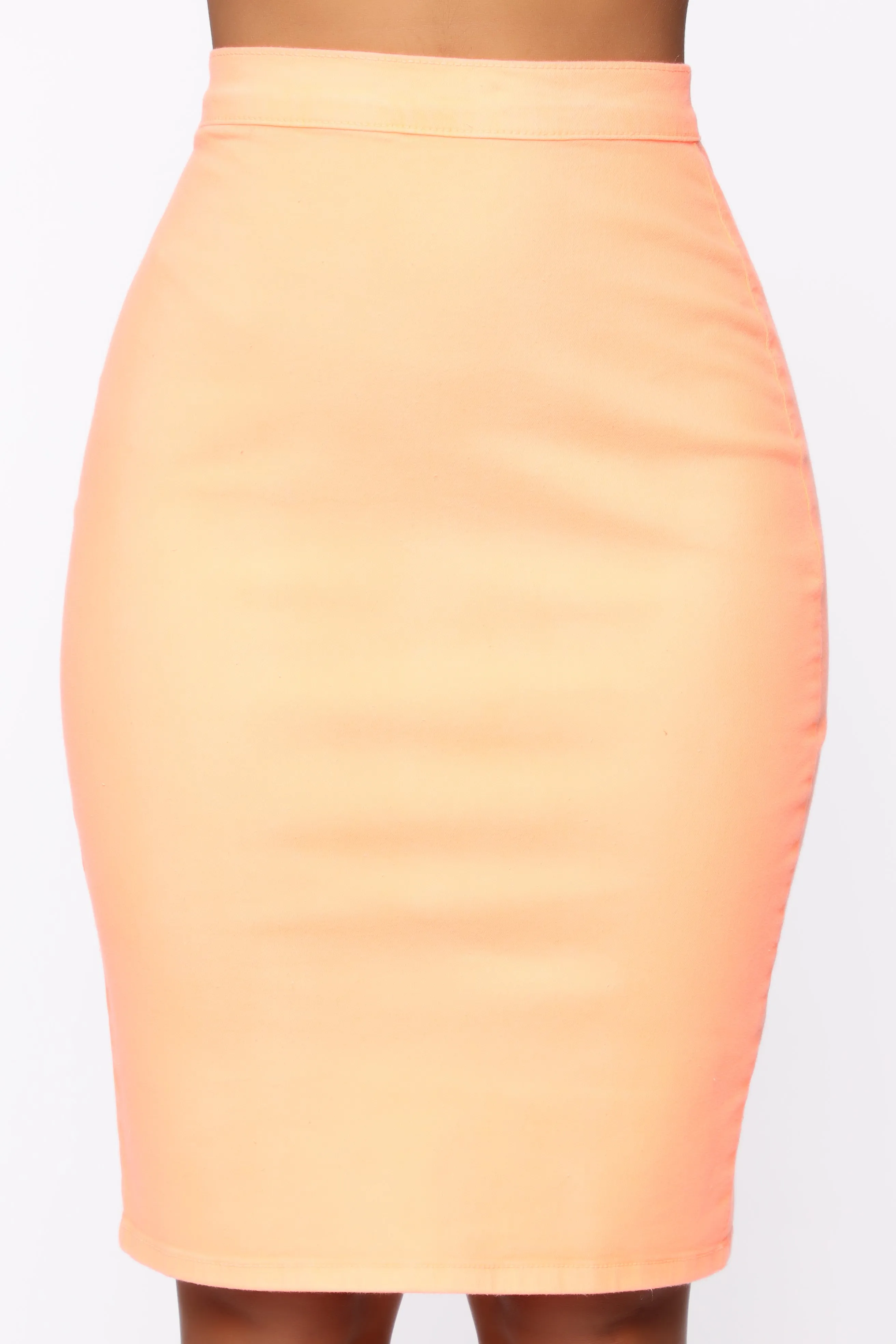 Ariana Denim Pencil Skirt - Neon Orange