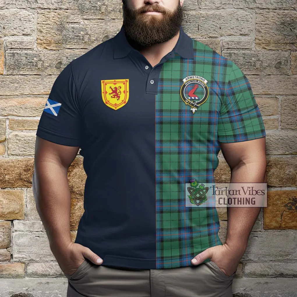 Armstrong Ancient Tartan Polo Shirt Alba with Scottish Lion Royal Arm Half Style