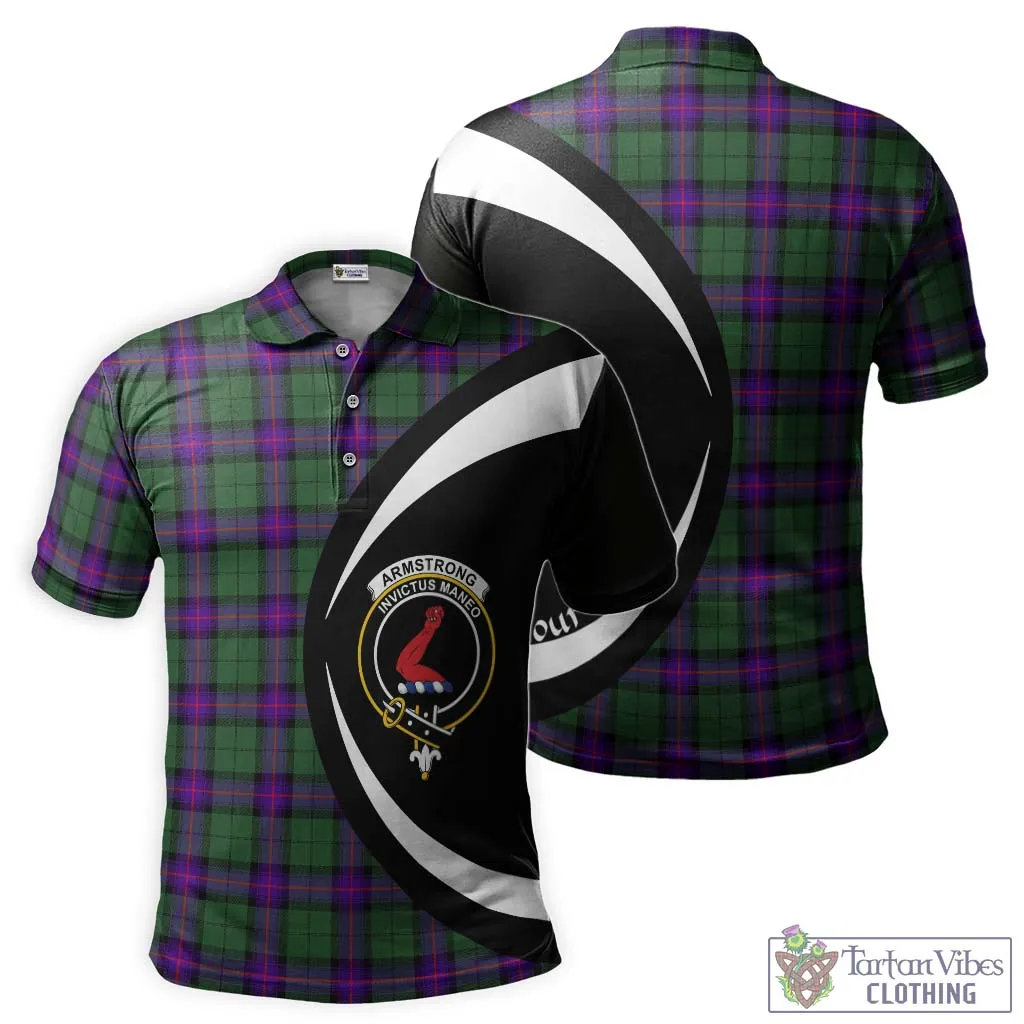 Armstrong Modern Tartan Men's Polo Shirt with Family Crest Circle Style