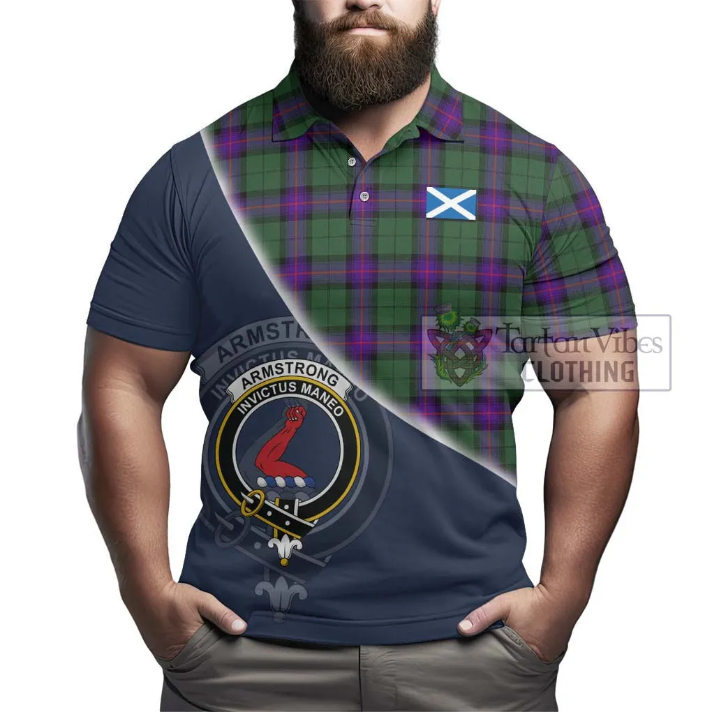 Armstrong Modern Tartan Polo Shirt with Personalised National Flag and Family Crest Half Style