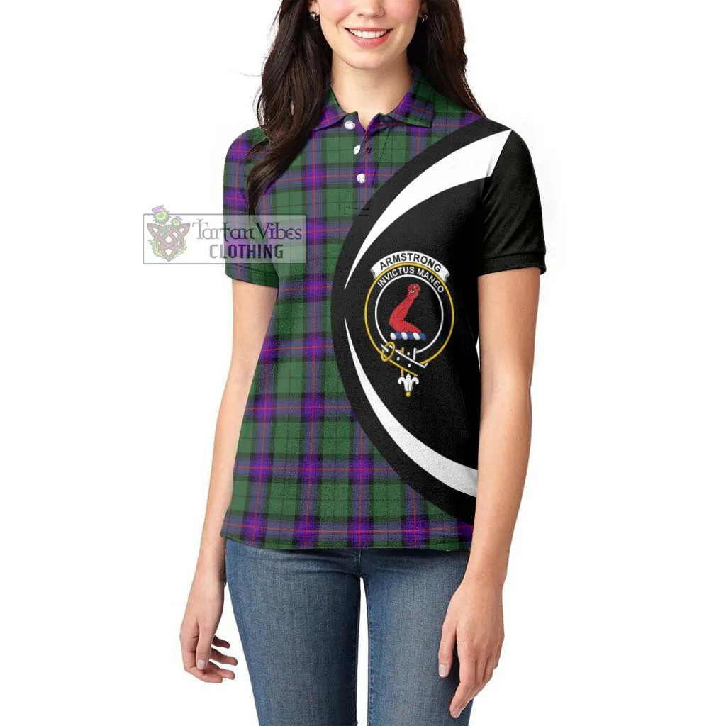 Armstrong Modern Tartan Women's Polo Shirt with Family Crest Circle Style