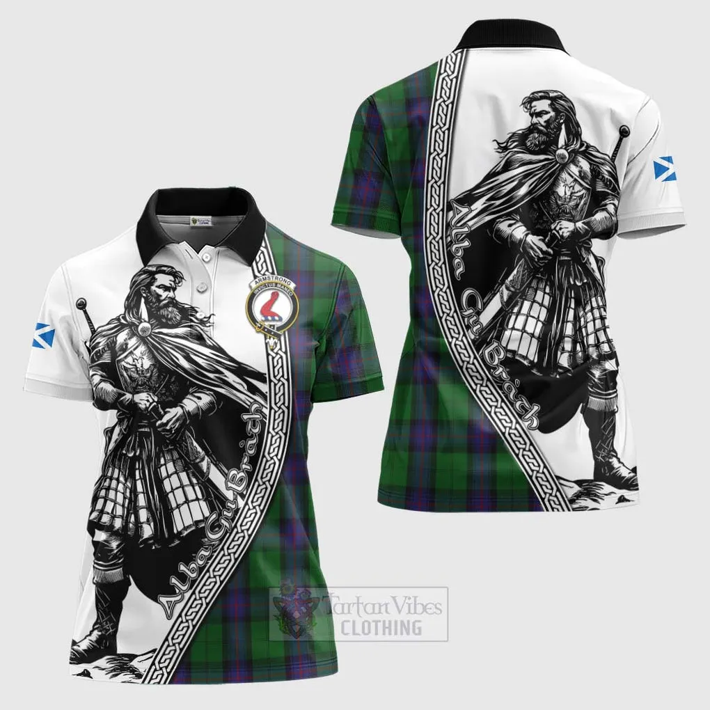 Armstrong Tartan Clan Crest Women's Polo Shirt with Highlander Warrior Celtic Style