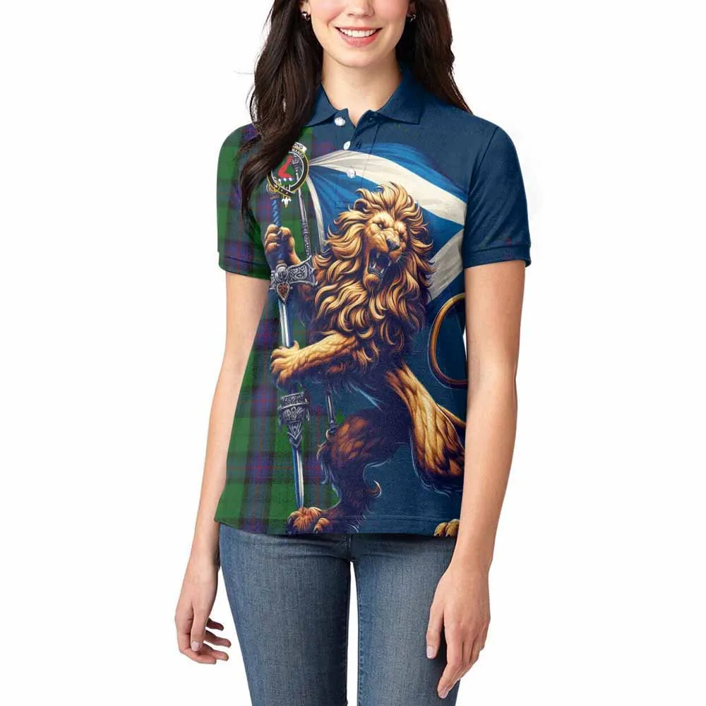 Armstrong Tartan Family Crest Women's Polo Shirt with Scottish Majestic Lion