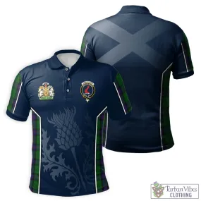 Armstrong Tartan Men's Polo Shirt with Family Crest and Scottish Thistle Vibes Sport Style