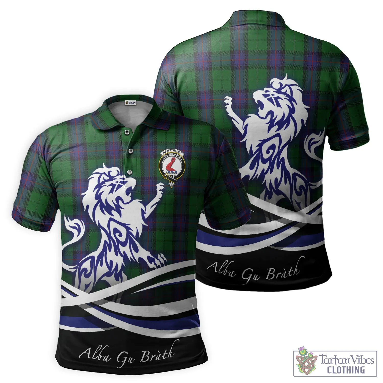 Armstrong Tartan Polo Shirt with Alba Gu Brath Regal Lion Emblem