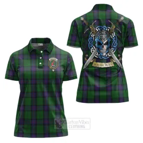 Armstrong Tartan Women's Polo Shirt with Family Crest Celtic Skull Style