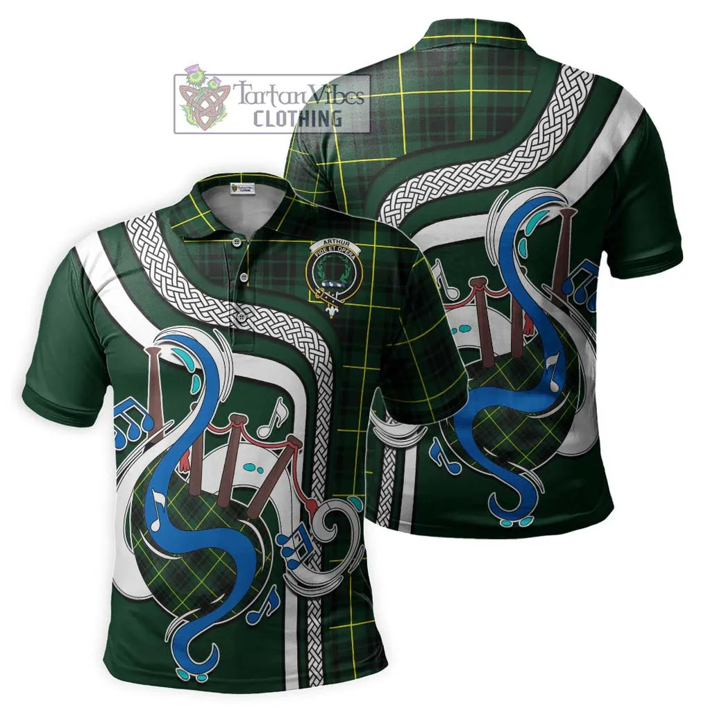 Arthur Modern Tartan Polo Shirt with Epic Bagpipe Style