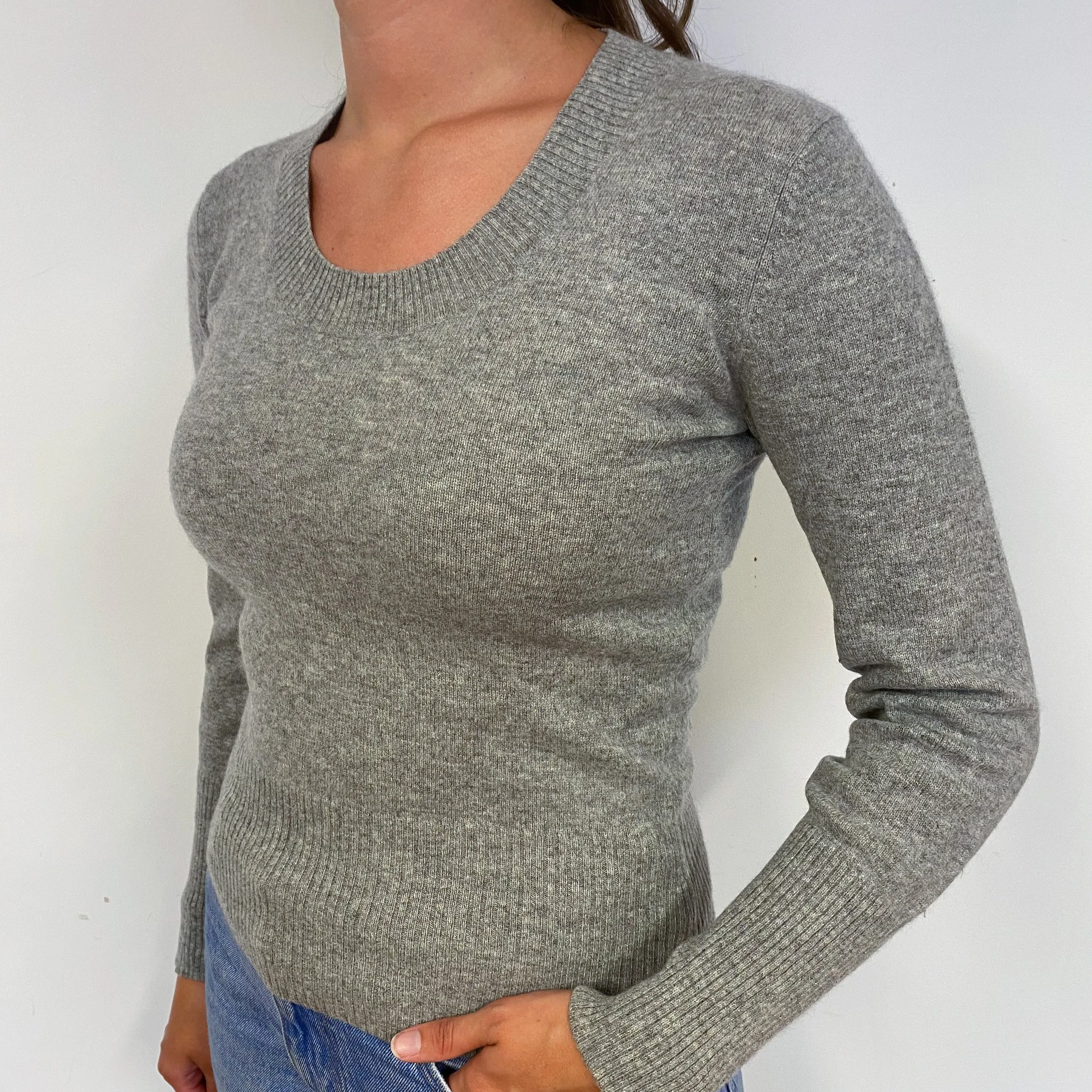 Ash Grey Cashmere Crew Neck Jumper