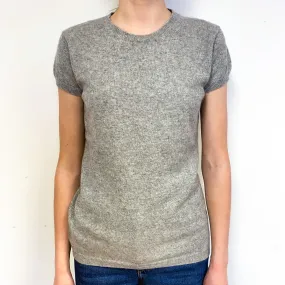 Ash Grey Cashmere Short Sleeved Jumper Extra Small