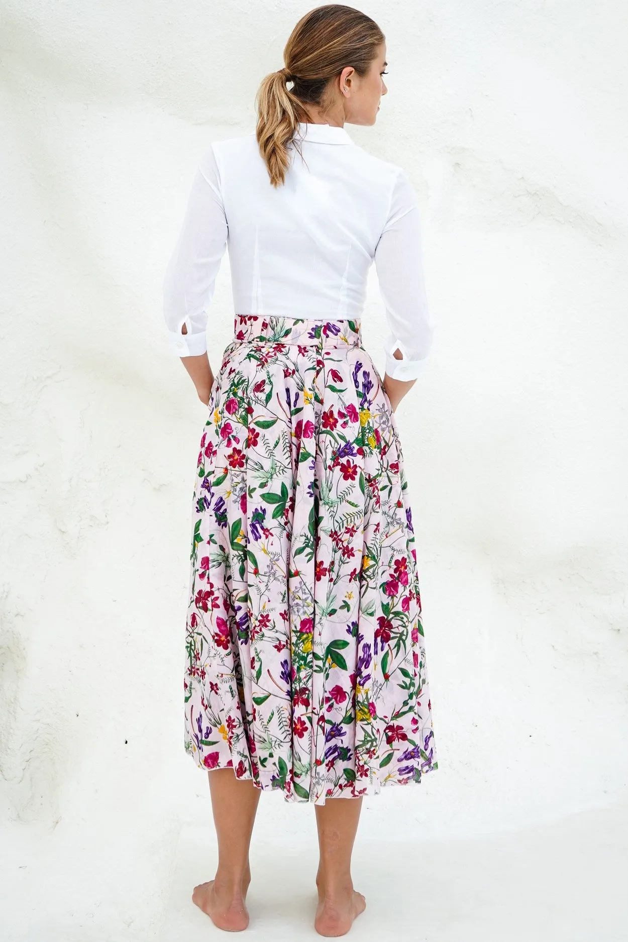 Aster Skirt #1 with Belt Midi Length Cotton Musola (Fairy Tail Flower)