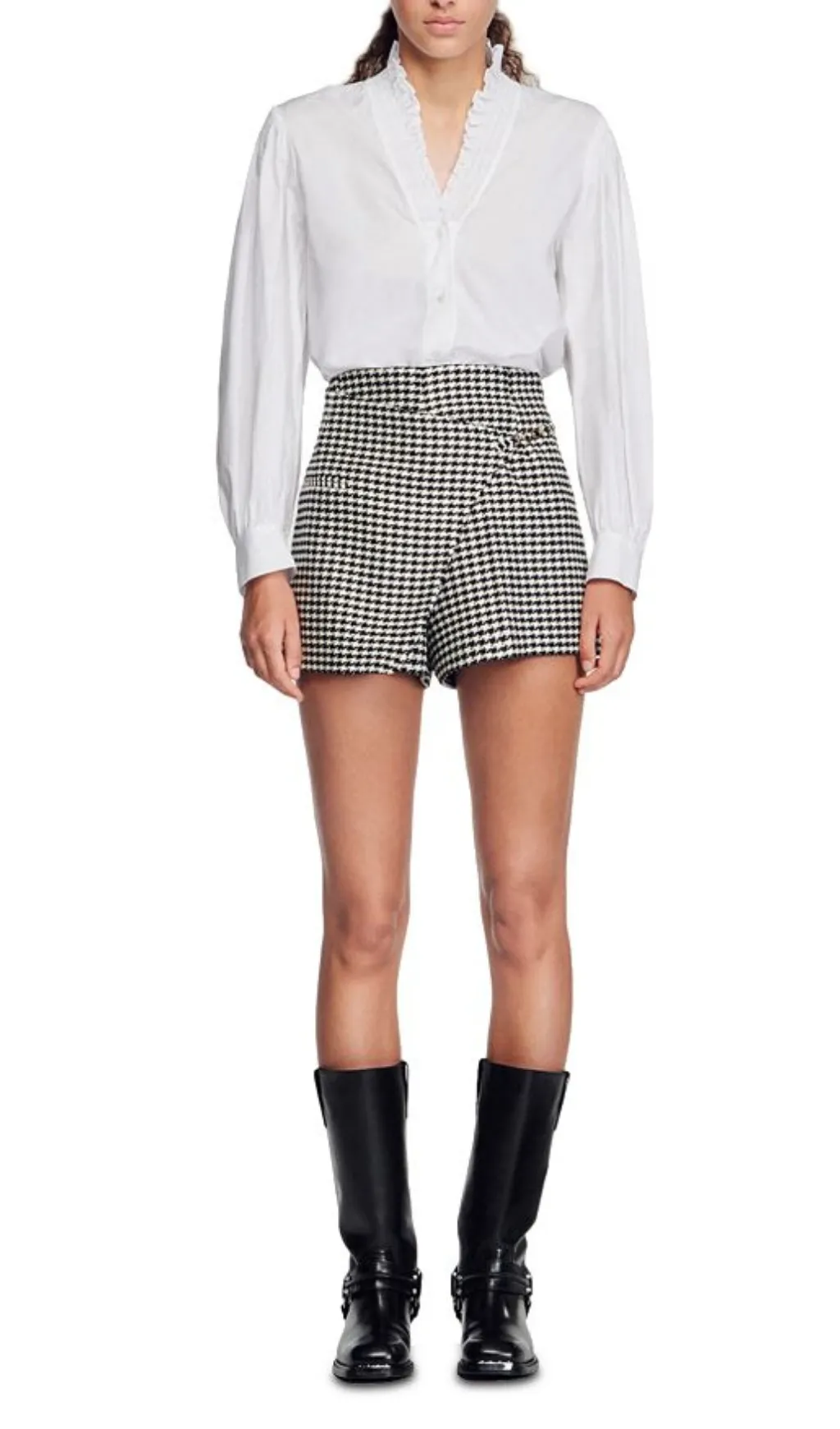 ASYMMETRIC HOUNDSTOOTH SHORTS