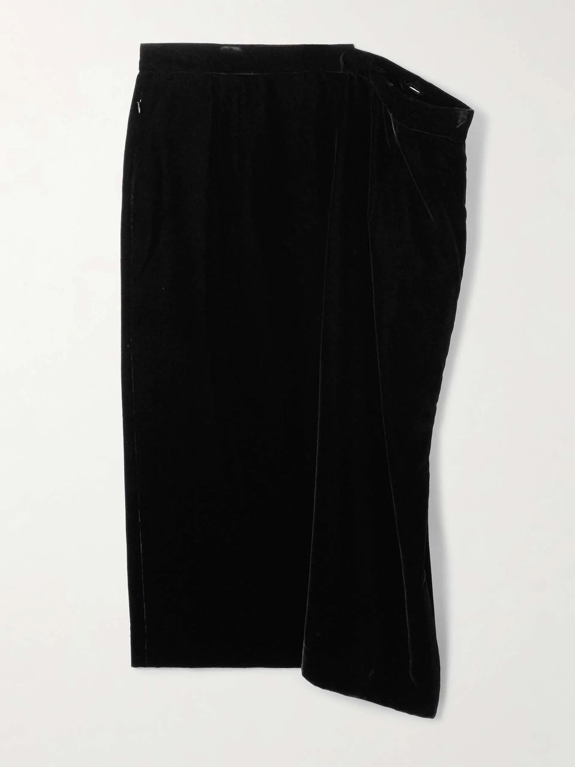 Asymmetric velvet maxi skirt