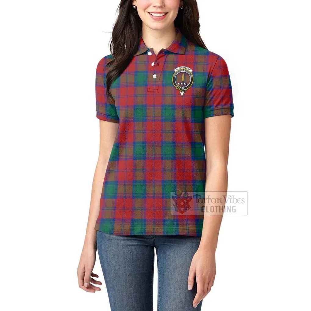 Auchinleck (Affleck) Tartan Women's Polo Shirt with Family Crest and Bearded Skull Holding Bottles of Whiskey