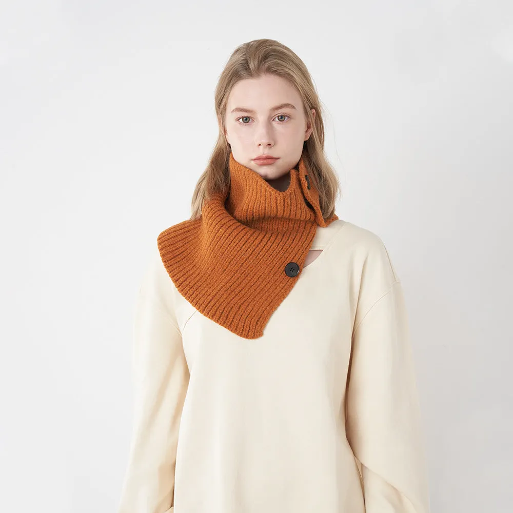 Autumn Winter Detachable Button Knitted Solid Color Warm Versatile Scarf