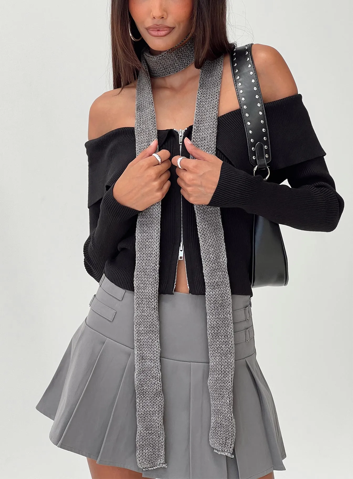 Avenue Skinny Scarf Grey