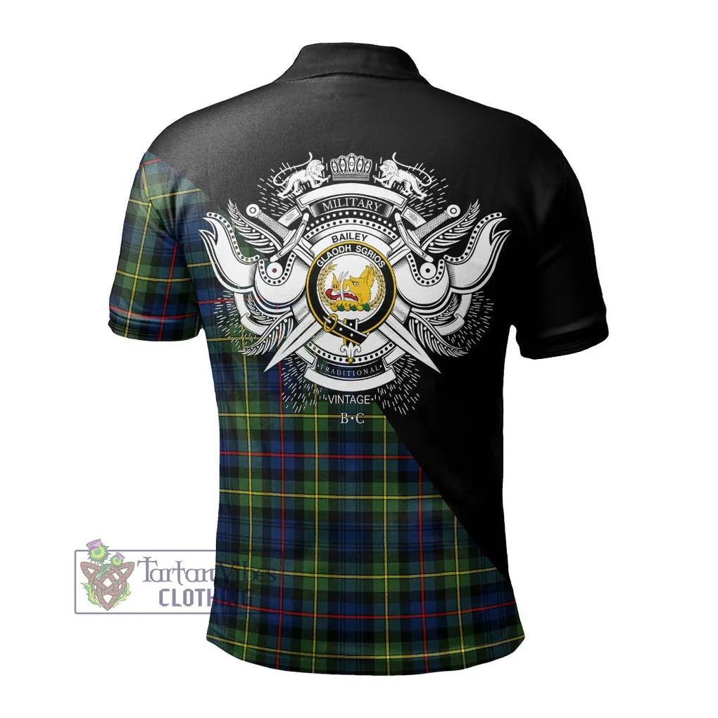 Bailey Modern Tartan Polo Shirt with Family Crest and Military Logo Style