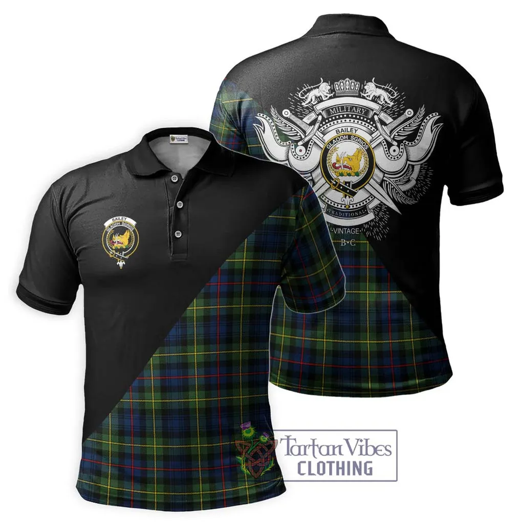 Bailey Modern Tartan Polo Shirt with Family Crest and Military Logo Style