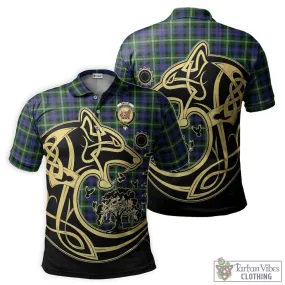 Baillie of Polkemmet Tartan Polo Shirt with Family Crest Celtic Wolf Style