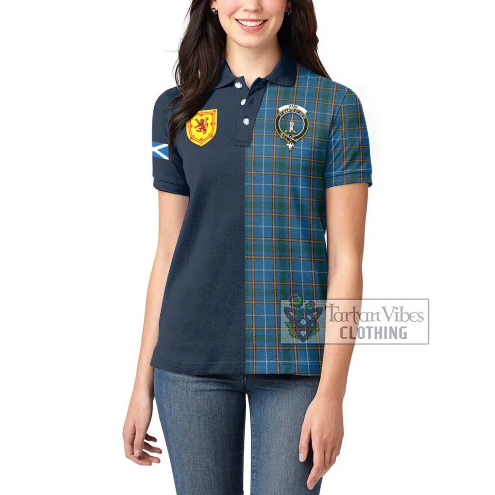 Bain Tartan Women's Polo Shirt Alba with Scottish Lion Royal Arm Half Style