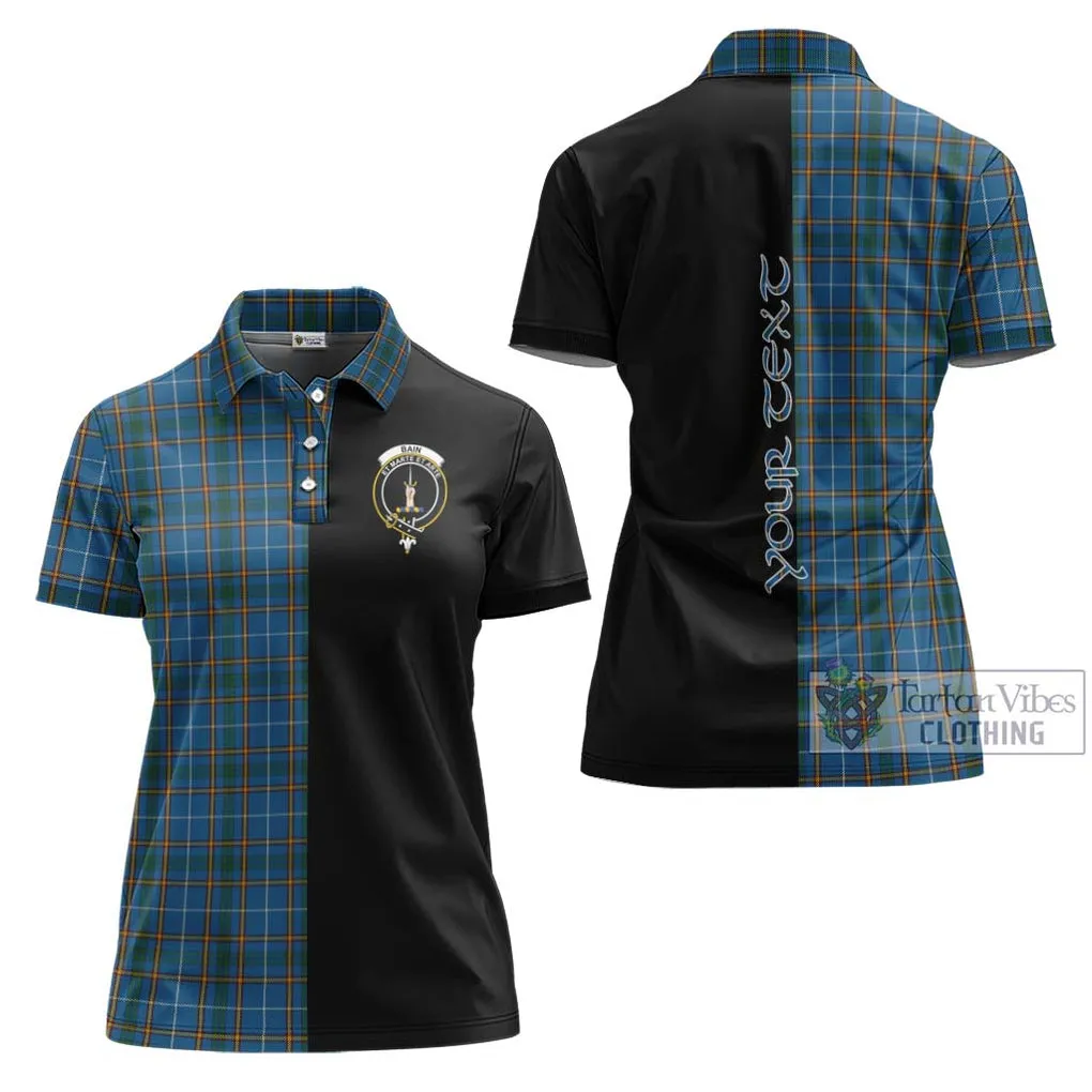 Bain Tartan Women's Polo Shirt with Family Crest and Half Of Me Style