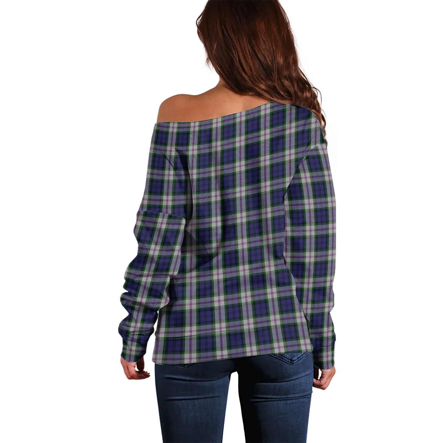 Baird Dress Tartan Off Shoulder Women Sweater with Family Crest