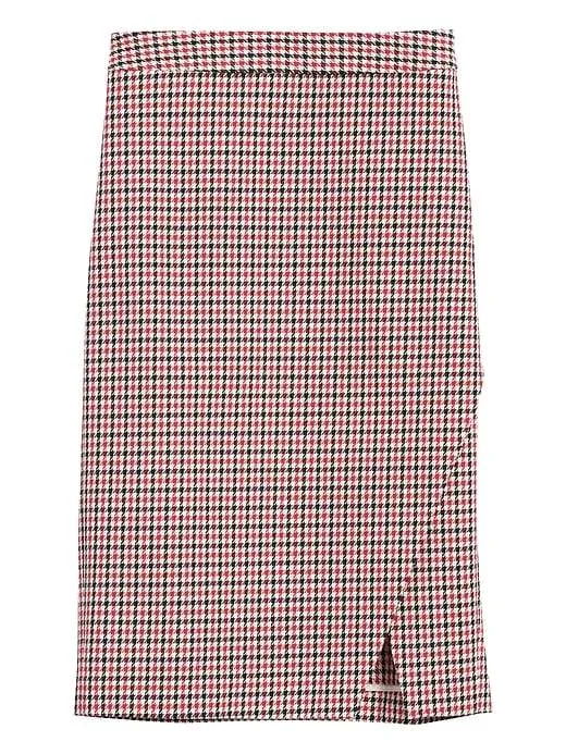 Bi-Stretch Pencil Skirt in Houndstooth