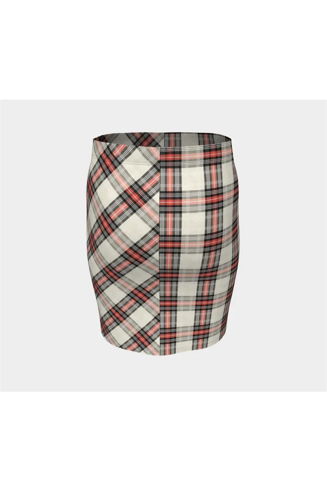 Bidirectional Plaid Fitted Skirt