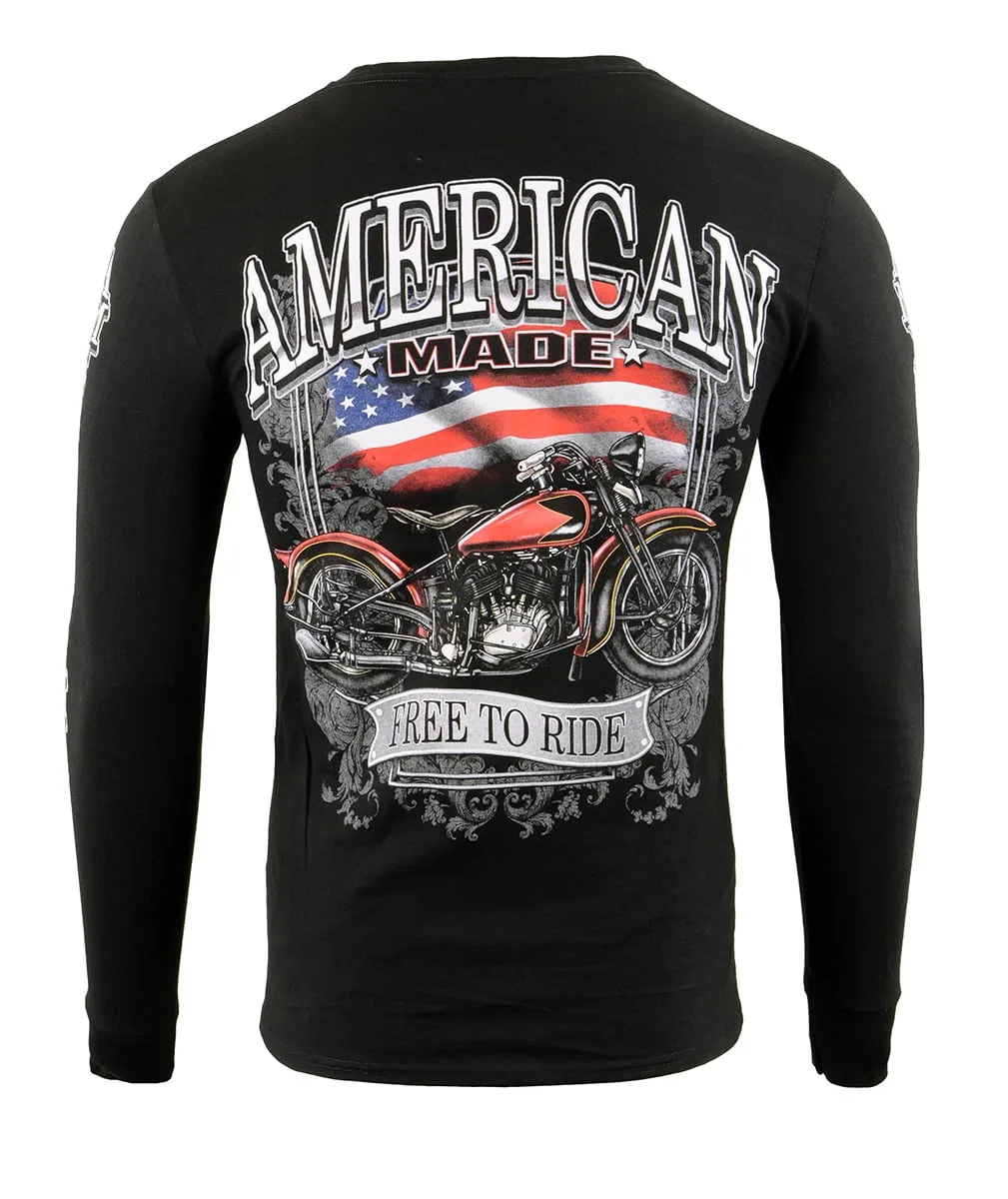 Biker Clothing Co. BCC117001 Men's Black 'American Made Free, Free To