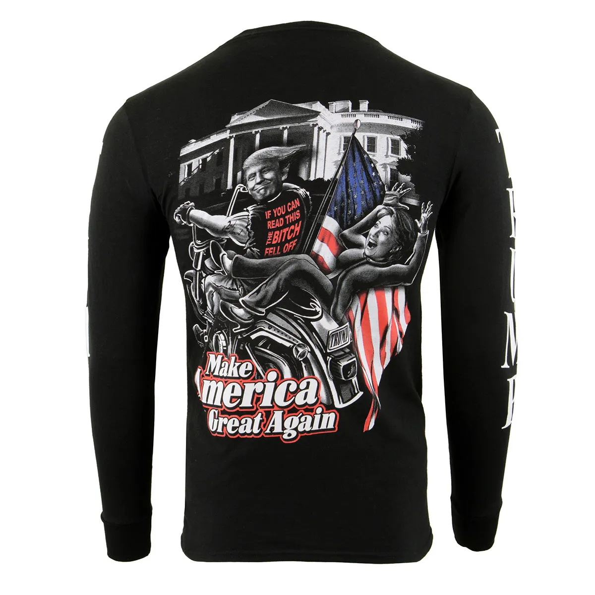 Biker Clothing Co. BCC117012 Men's Black 'Make America Great Again' Motorcycle Long Sleeve T-Shirt