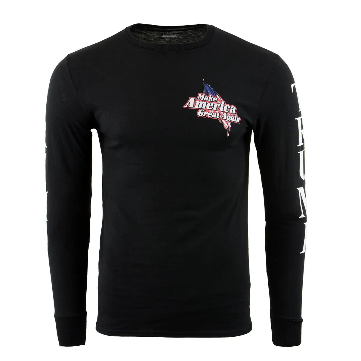 Biker Clothing Co. BCC117012 Men's Black 'Make America Great Again' Motorcycle Long Sleeve T-Shirt