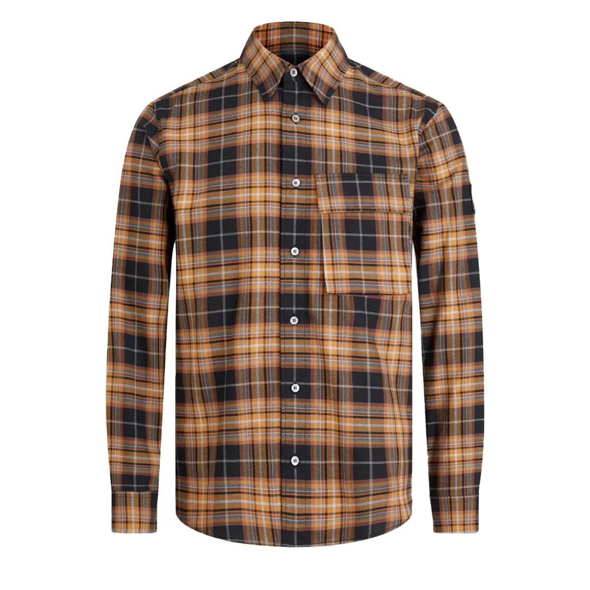 Black and Yellow Scale Longton Plaid Long Sleeve Shirt