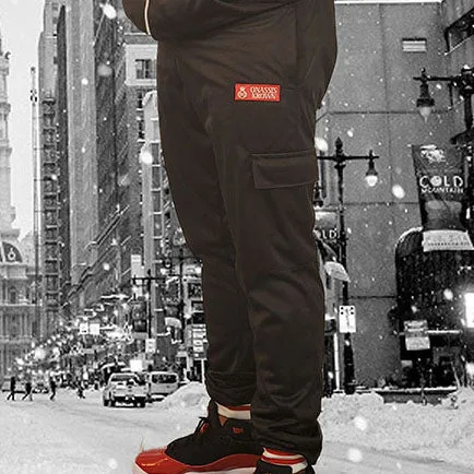 Black Designer Cargo Sweatpants