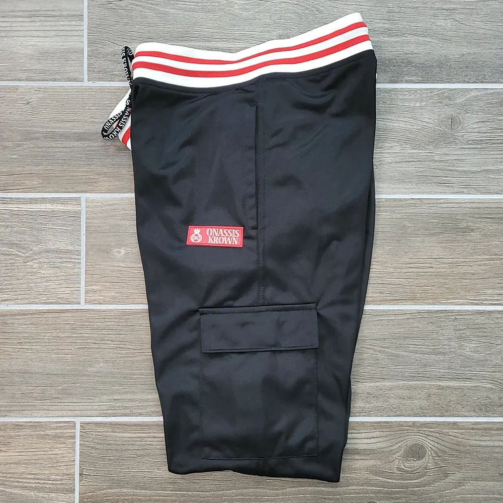 Black Designer Cargo Sweatpants