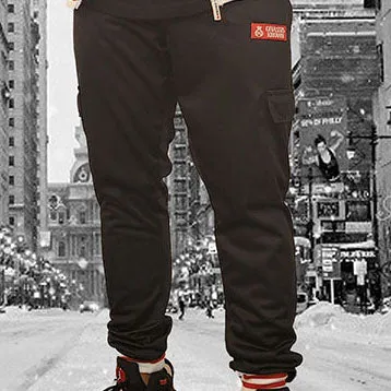 Black Designer Cargo Sweatpants