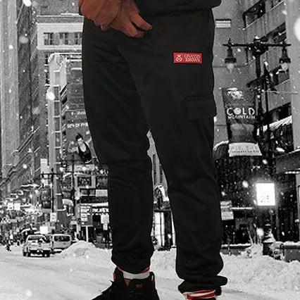 Black Designer Cargo Sweatpants